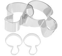 minkissy Emporte-pièces Champignon Facile à Utiliser et Sûr Lot de 4 en Acier Inoxydable Argenté Accessoires Professionnels pour Adultes et Garçons et Filles pour Pâtisserie Créative