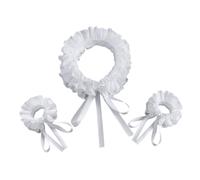 minkissy Ensemble Col à Volants Superposés et Manchettes en Dentelle Blanche pour Mariage, Accessoires de Robe Élégante Femme, Finition Délicate pour Ballets et Événements Formels