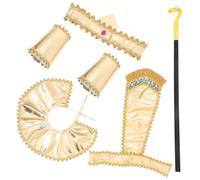 minkissy Ensemble de Costume Égyptien Pharaon 1 Pièce Headscarf Ceinture Collerette Manchettes et Sceptre Doré - Accessoire de Cosplay pour Fête Déguisement Halloween et Spectacle