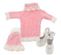 minkissy Ensemble de Vêtements pour Poupée Fille 60 Cm Pull d'hiver en Laine avec Robe et Chaussures, Tenue Automne-Hiver Colorée, Accessoire Ludique pour Jeu et Présent Garçon et Filles