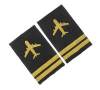 minkissy Épaulettes de Pilote de Ligne Cosplay Sangle Polyester Insigne Uniforme Aviation Accessoire Scène Professionnel Milieu Aéronautique 2 Barres Paire