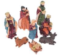 minkissy Figurines de Crèche de Jésus, Lot de Set de Résine, Noël Religieux | Décor Catholique Rétro, pour Village Miniature et Scène de Naissance, Finition Lisse, Couleurs Vives