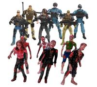 minkissy Figurines Militaires 12Pcs pour Garçon et Filles Modèle de Soldats en Plastique 10Cm Jouets d'action Flexibles pour Fête Figurines de Zombies Incluses