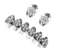 minkissy Grill En Métal Argenté Pour Rappeur, Style Hip-hop, Attelle Décorative Amovible, Accessoire Cosplay Unisexe, Usage Scène, Accessoires En Cristaux Brillants