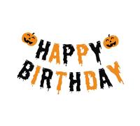 minkissy Guirlande Décorative d'anniversaire en Feutrine Fanions Happy Birthday et Citrouilles Halloween Guirlande en Ficelle Colorée pour Décoration Fête Intérieure Ensemble 1 Pièce