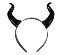 Minkissy Halloween Corne Bandeau Résine Plastique Cosplay Bœuf Taureau Animal Décoratif Serre-tête pour Party Dress Up Festival Photo Requisites Tête Tête Mascarade (Noir)
