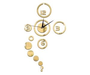 minkissy Horloge Murale Décoration Moderne et Pratique en Plastique Or Adhésive Design Unique et Créatif, Silencieuse et Solide, pour Salon ou
