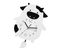 minkissy Horloge Murale Forme de Vache en Acrylique Blanc, Affichage Grand Chiffre, Silencieuse et Décorative pour Salon et Fête de Noël