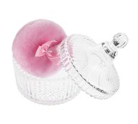 minkissy Houppette à Poudre Extra Large 90x30 Mm Douce et Moelleuse pour Corps Femme avec Ruban Décoratif Rose Usage Sec ou Humide avec Récipient en Verre Cristal