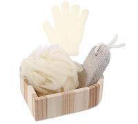 minkissy Kit de Gommage Corporel 3Pcs Accessoires de Bain en Bois Exfoliant pour Peau Spa Outil de Bain Soins des Pieds