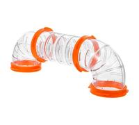 minkissy Kit de Tunnels pour Hamster DIY en Plastique Orange, Comprenant Tube Droit Court, 2 Tubes Coudés en C et 4 Anneaux de Fixation, Accessoire Modulable pour Cage Extérieure, Jeu