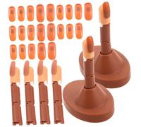 minkissy Kit Entraînement pour Manucure Faux Doigts Articulés Bruns avec Base Amovible Support pour Pratique du Nail Art