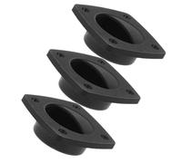 minkissy Loquets de Trappe de Bateau en PP Noir 3 Pièces Poignée de Tirage Affleurante Antidérapante pour Portes de Cabine et Placards Marins