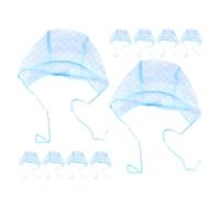 minkissy Lot de 10 Bonnets de Teinture Perforés Bleus avec Cape D'épaule, Bonnets de Coloration Capillaire Réutilisables en Plastique Souple pour Mèches, Accessoire Pratique pour