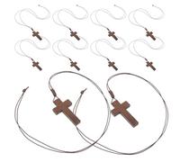 minkissy Lot de 10 Colliers Croix en Bois Rétro Pendentifs Crucifix Naturels pour Hommes et Femmes Ras-de-Cou Artisanaux en Bois Léger Symboles Chrétiens pour Prière et Décoration