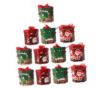 minkissy Lot de 12 Boîtes d'Emballage Hexagonales pour Bonbons de Noël Papier Décédé Thème Père Noël Maisonnette et Famille Coffrets Présents Festifs pour Fournitures de Rangement Gourmand