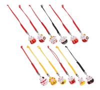 minkissy Lot de 12 Pendentifs Porte-clés de Chat Cartoon Cloche en Cuivre, Décoration Suspendue Multicolore, Accessoires Grelots Ronds pour Clés, Paquet et Présents Couleur Aléatoire