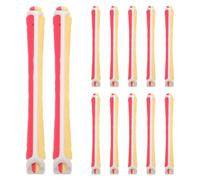 minkissy Lot de 12 tiges de permanente à friser en plastique avec bande en caoutchouc pour salon de coiffure à domicile (jaune et rouge)