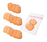 minkissy Lot de 15 Lingettes Faciales Réutilisables Double Couche Épaisses Orange avec Paquet de Lavage - Serviettes Démaquillantes Lavables pour Visage Sensibles, Nettoyage Doux