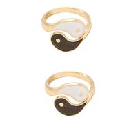 minkissy Lot de 2 Bagues Ajustables Ouvertes Vintage en Alliage Hypoallergénique Design Créatif Taiji Yin Yang Motif Huit Trigrammes Bijoux Décoratifs pour Fille Présent Élégant pour