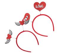 minkissy Lot de 2 Bandeaux Décoratifs de Cœur pour Femmes Accessoires pour Cheveux Saint-Valentin Paillettes Rouges Confortable et Léger pour Fête Soirée Dansante et Déguisement