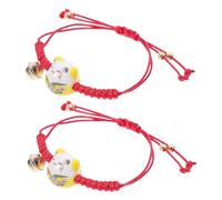 minkissy Lot de 2 Bracelets Tressés à la Main en Corde Rouge avec Breloque Chat Maneki Neko Ajustables et Légers Bracelets de Protection pour Couples et Amis Bijoux Mode Étudiants