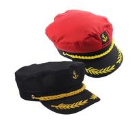 minkissy Lot De 2 Casquettes De Marin Accessoires De Croisière Chapeaux De Fête Chapeaux De Mariage Pour Hommes Tenue Noire Costume D'Anniversaire Broderie Nautique Chapeau De