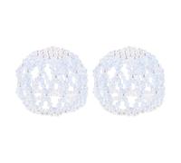 minkissy Lot de 2 Filets à Chignon Faits Main en Perles et Strass Bleus, Élastiques et Légers, Couvre-chignon de Ballet et Patinage, Accessoires Coiffure pour Danseuses, Maintien