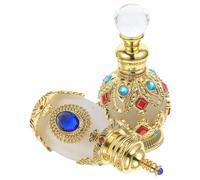 minkissy Lot De 2 Flacons De Parfum De Voyage 15 Ml En Verre Cristal Couleur Dorée Et Bleu, Bouteilles Rechargeables Pour Huiles Essentielles Et Parfums Portables, Adaptés Aux Déplacements