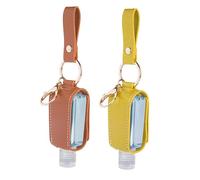 minkissy Lot De 2 Flacons De Voyage Vides De 30 Ml Avec Housse En Cuir Et Porte-clés Pour Gel Lavant Les Mains Mini Flacons De Parfum Couleur Aléatoire