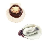 minkissy Lot de 2 Modèles Alimentaires Simulés Réalistes D'huîtres et Coquilles Saint- , Décorations Légères et Colorées pour Accessoires Photo, Jouets Farces et Décorations Cuisine
