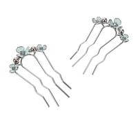 minkissy Lot de 2 Peignes à Cheveux en Métal de Fourche U, Ornés de Perles et Strass, 4 Dents avec Décor Floral en Trois Pétales, Accessoire Coiffure Mariage Élégant pour Chignon Stable