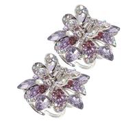 minkissy Lot de 2 Petites Pinces à Cheveux en Alliage Strass, Mini Griffes Violettes pour Frange, Accessoires pour Cheveux Fins, pour Garçon et Filles et Coiffures Quotidiennes