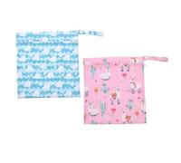 minkissy Lot de 2 Pochettes à Langer Imprimées pour Bébé, Paquet Étanches Réutilisables en Polyester, Rangement Couche Humide et Sèche, Voyage et Maison, Motif Baleine Blanche et Alpaga,