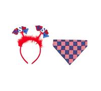 minkissy Lot De 2 Serviettes Triangulaires pour Animaux De Compagnie Costumes du Quatrième Jour De L'Indépendance pour Animaux De Compagnie Diadème Bandeau Décorations du Jour De