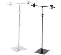 minkissy Lot de 2 Supports T en Acier Inoxydable et Aluminium Noir, Porte-affiches Réglables Format Table, Chevalet de Table Stable et Compact pour Affichage Publicitaire en Supermarché,