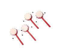 minkissy Lot De 2 Tambours à Hochet En Peau De Mouton 7 Cm Manche En Bois Rouge Jouets Traditionnels Chinois Pour Bébé Stimulation Sensorielle Développement Coordination Main-œil Présent Bébé
