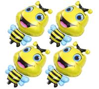 minkissy Lot de 4 Ballons Gonflables en Aluminium Forme Abeille Décorations Animaux Adorables pour Fêtes Prénatales et Anniversaires Accessoires Légers et Résistants pour Jardin et