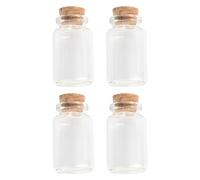 minkissy Lot de 4 Petits Flacons en Verre Transparent 120 ML avec Bouchon en Liège, Mini Bouteilles Hermétiques pour Messages et Loisirs Créatifs, Décoration Intérieure et Présents
