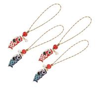 minkissy Lot De 4 Porte-clés Style Avec Drapeaux De Carpe Pendentif Pour Clé Et Téléphone Portable Cordon Vintage Pour Porte-clés Sangle