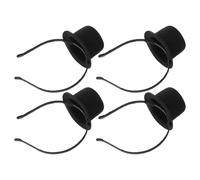 minkissy Lot de 4 Serrage-Têtes Chapeau Haut-de-Forme Noir Vintage Mini Bandeaux de Carnaval pour Femme Accessoire de Tête Cosplay Léger Fêtes Halloween et Événements à Thème