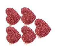 minkissy Lot De 5 Broches Décoratives En Forme De Cœur Pour La Saint-Valentin En Émail Pour Femme Accessoire Décoratif Avec Diamant Rouge