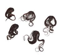 minkissy Lot de 5 Franges Bou s à Clipser Brun Foncé, Postiche à Frange Ondulée Légère et Respirante pour Femmes, Extensions de Cheveux Bouclés Naturelles Usage Quotidien et Événements