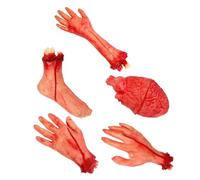 minkissy Lot de 5 Mains et Pieds Factices Ensanglantés pour Halloween, Accessoires Effrayants de Décoration Réaliste en Plastique, pour Maison Hantée, Farces et Scènes de Crime, Jouets