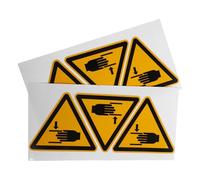 minkissy Lot de 6 Autocollants Adhésifs D'avertissement de Pincement Main 100 Mm Triangle Équilatéral Jaune pour Signalisation de Sécurité Industrielle et Prévention des Risques au Travail