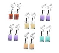 minkissy Lot De 6 Paires De Boucles D'Oreilles Pendantes En Forme De Tasse De Thé Au Lait Et De Perles Artificielles Réutilisable