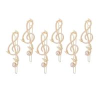 minkissy Lot de 6 Pinces à Cheveux Plates en Fausses Perles Forme Notes de Musique, Accessoire pour Cheveux de Musicien, Barrette Minimaliste Élégante pour Concerts, Mariages et Fêtes