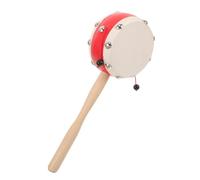 minkissy Main Traditionnel en Bois pour Bébé Tambourin à Secouer Éveil Sensoriel Peau de Mouton Naturelle pour Nouveaux- 1 Pièce