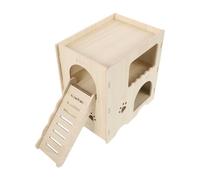 minkissy Maison en Bois Naturel pour Hamster Grand Modèle, Nichoir Double Étage Solide, Cachette Amusante et Refuge Sécurisé pour Petits Animaux, D’Exploration et Habitat Confortable