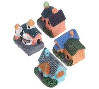 minkissy Maison Miniature en Résine 4 Pièces pour Paysage Miniature Décorations pour Pots de Fleurs Bonsaï Mini-Maisons de Campagne pour Micro-Paysage Intérieur et Extérieur